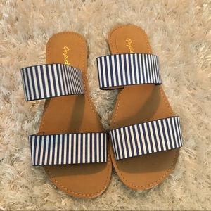 Qupid Striped Slide Sandals